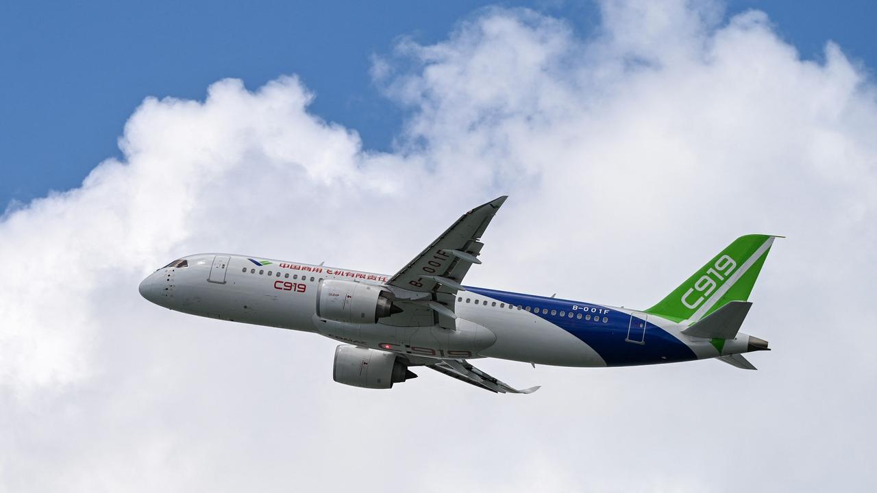 China put its C919 aircraft on display at the 2024 Singapore Airshow. Picture: Roslan Rahman/AFP