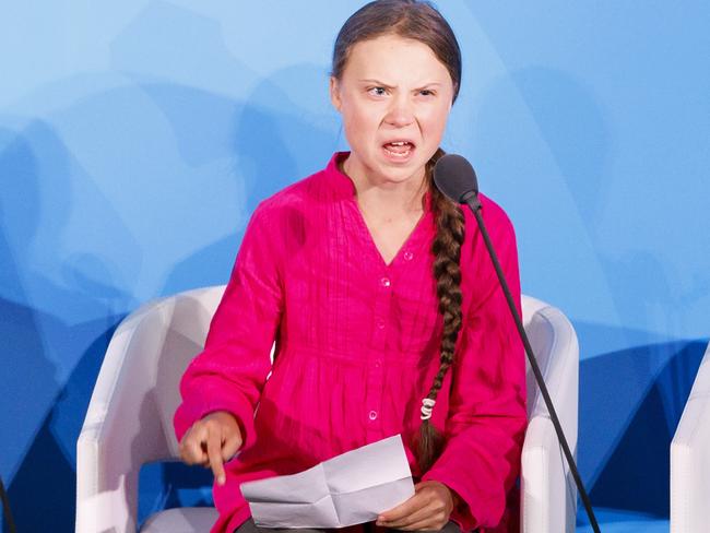 epaselect epa07864221 Greta Thunberg, the 16-years-old climate activist from Sweden, addresses world leaders at the start of the 2019 Climate Action Summit which is being held in advance of the General Debate of the General Assembly of the United Nations at United Nations Headquarters in New York, New York, USA, 23 September 2019. World Leaders have been invited to speak at the event, which was organized by the United Nations Secretary-General Antonio Guterres, for the purpose of proposing plans for addressing global climate change. The General Debate of the 74th session of the UN General Assembly begins on 24 September.  EPA/JUSTIN LANE