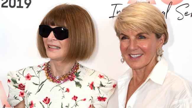 Anna Wintour, left, and Julie Bishop at the Australian Open Inspirational Series Brunch in Melbourne yesterday. Picture: AAP