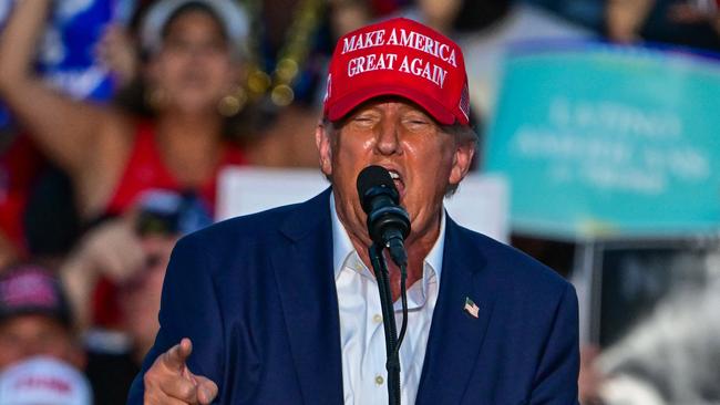 Donald Trump revs up his base in Doral, Florida. Picture: AFP