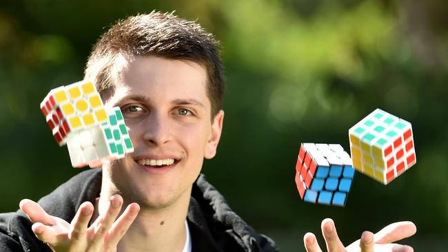 Feliks Zemdegs, a champion with the Rubik’s cube. Picture: Jay Town.