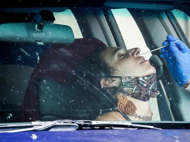 MELBOURNE , AUSTRALIA - NewsWire Photos 2 JANUARY, 2021 : A woman gets tested at a COVID-19 test site at Don Tatnell Leisure Centre , Parkdale in MelbourneÃs outer South East. Picture : NCA NewsWire / Ian Currie