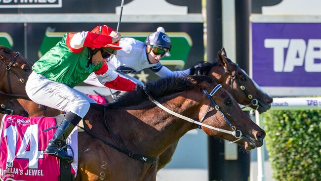 Amelia's Jewel went down narrowly in a sensational finish to The Quokka. Picture: Western Race Pix