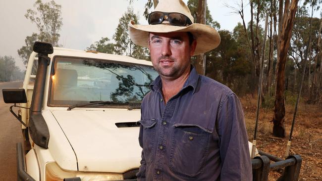 Property manager Matthew Brown at the fire on Halliford Road west of Dalby. Picture: Liam Kidston