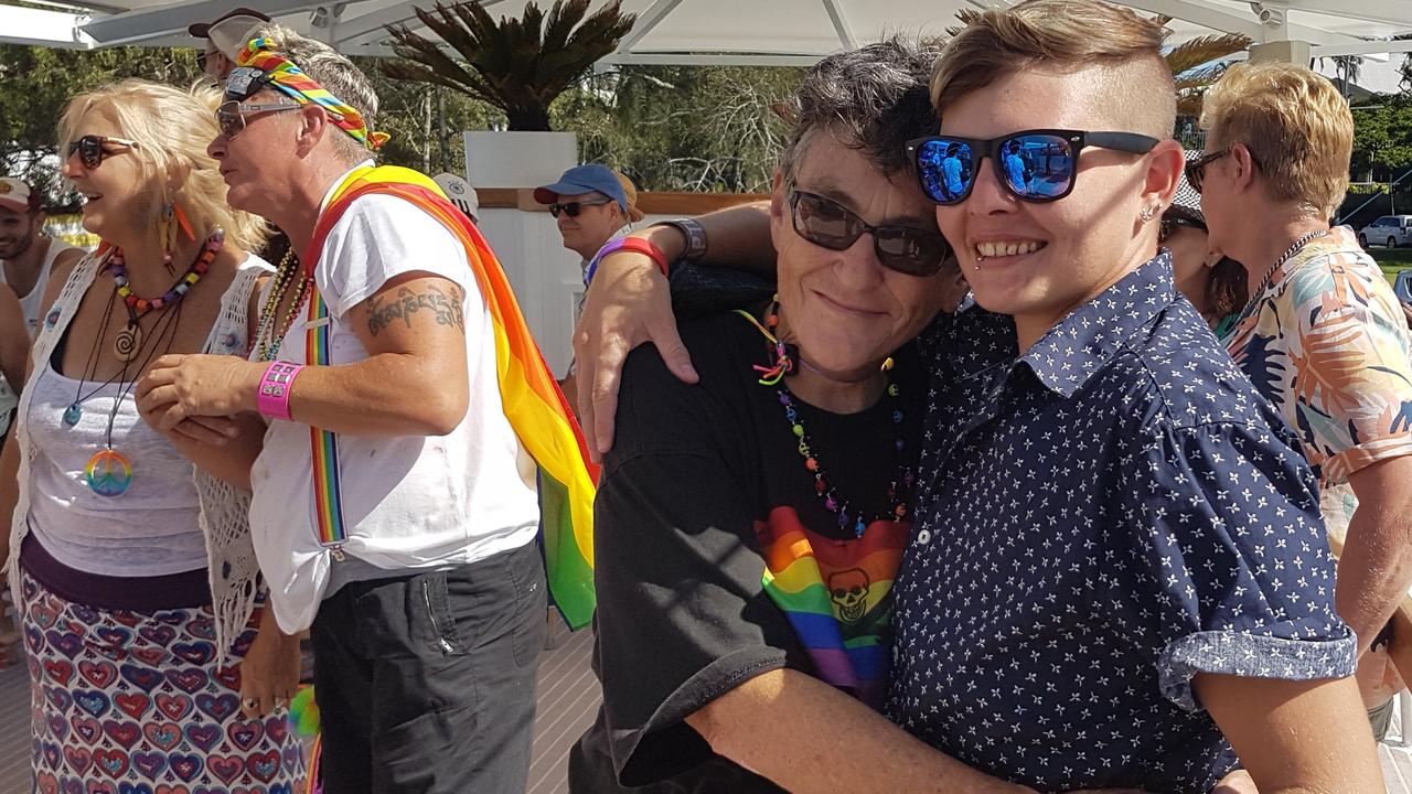 Lesley Pantlin with Zee Parks during the Noosa Rainbow Festival.