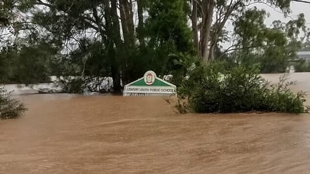 South Lismore Public school underwater during flooding in February 2022. Picture: Supplied