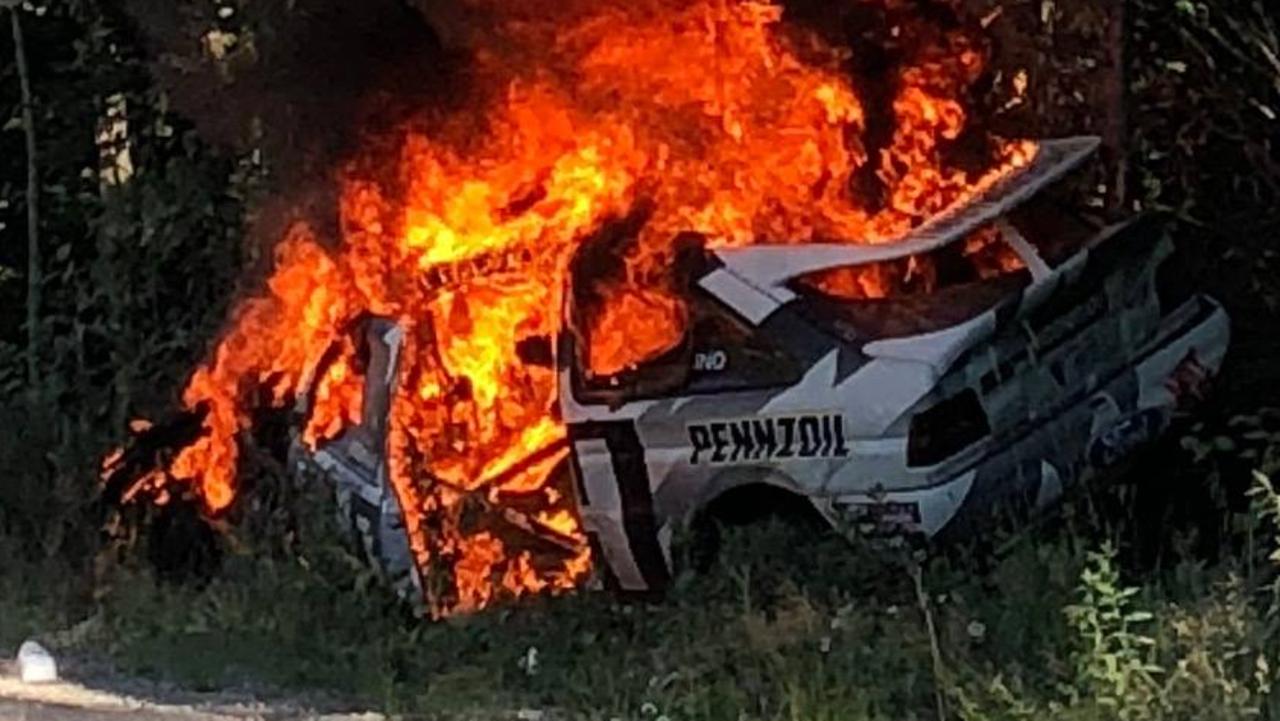 Ken Block, Alex Gelsomino escape unhurt after rally car crashes, burns to  the ground, video