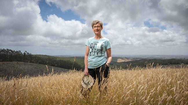 Breast cancer survivor Lucy Quarterman on her property in Deans Marsh ahead of her 18th Lorne Pier to Pub swim. Picture: Brad Fleet