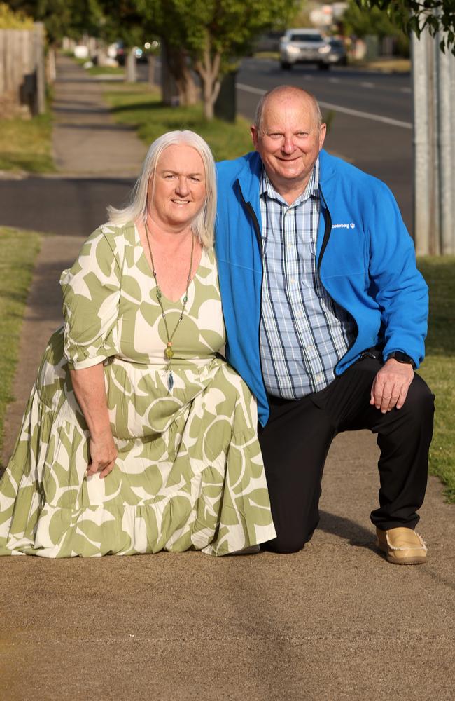 Trevor Bennion at the location where he was brought back to life by wife Rhonda. Picture: Alison Wynd.