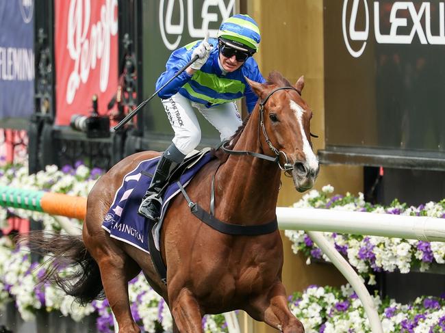 Another Wil ridden by Jamie Kah wins the The Damien Oliver at Flemington Racecourse on November 02, 2024 in Flemington, Australia. (Photo by Morgan Hancock/Racing Photos via Getty Images)