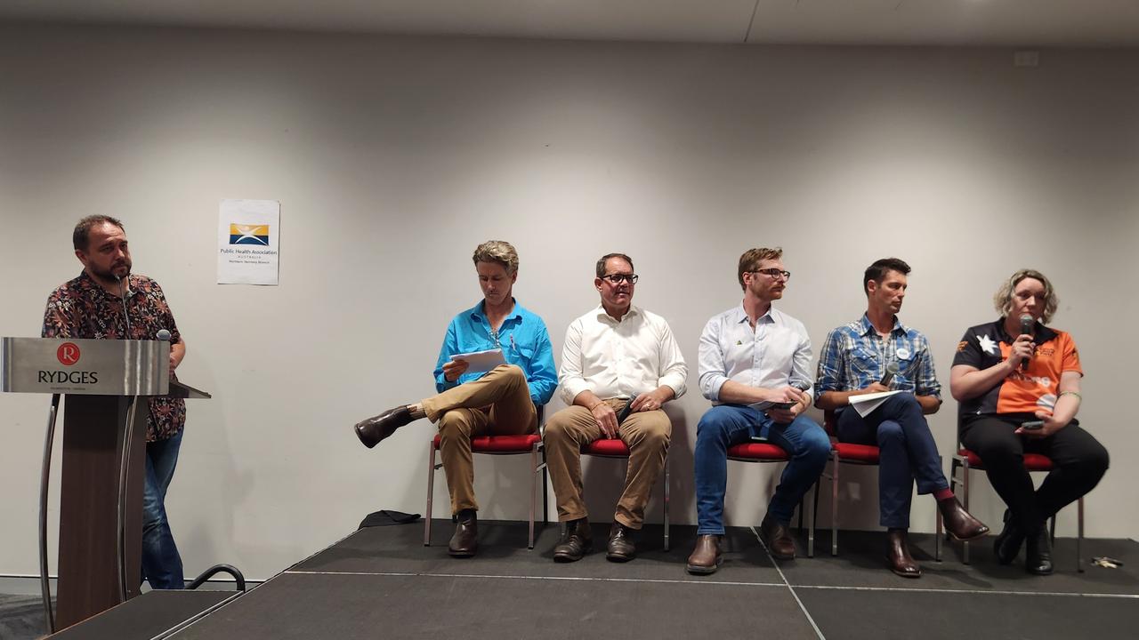 Solomon candidates from left to right: One Nation (Benjamin Craker), Labor (Luke Gosling), Greens (Jonathan Parry), community independent Phil Scott and Country Liberal Party (Lisa Bayliss)