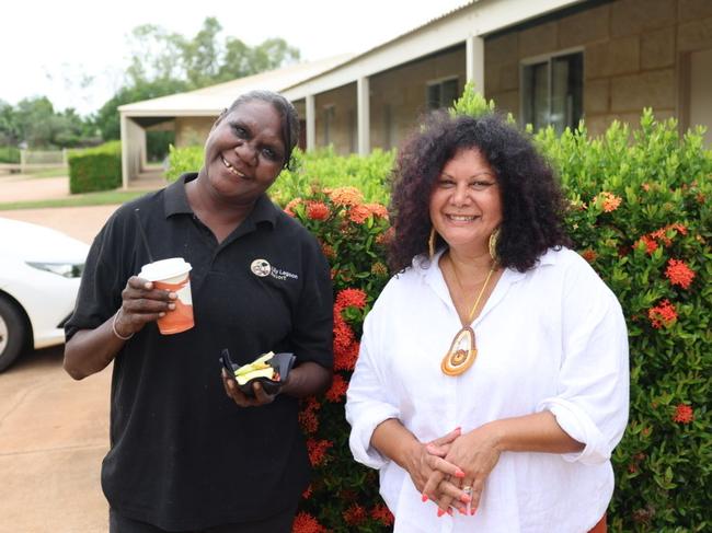 Malarndirri McCarthy photographed with Leah Kinglsey, who works at the Lily Lagoon Resort in Kununurra. Leah is taking part in the first trial of a real jobs program that Malarndirri McCarthy intends to roll out right across Australia, eventually to replace work for the dole.