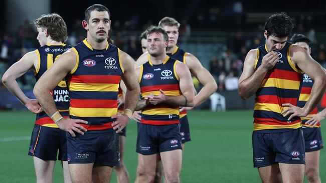 The Crows’ finals hopes hang in the balance after their loss to the Giants. (Photo by Sarah Reed/AFL Photos via Getty Images)