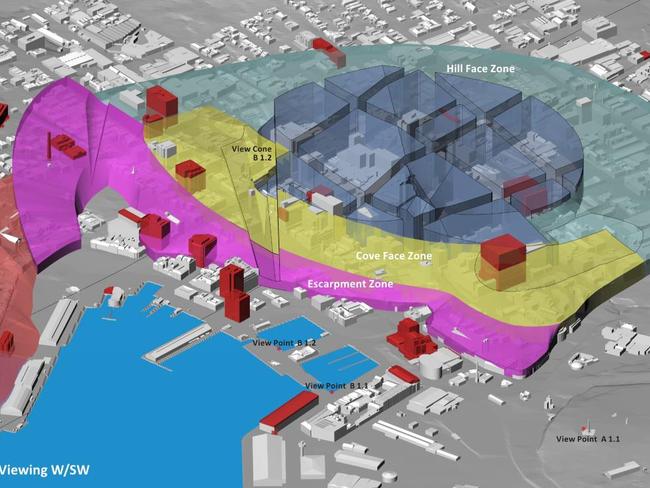 Height limit zones across Hobart identified as part of the Central Hobart Building Height Standards Review Project. Image: SUPPLIED