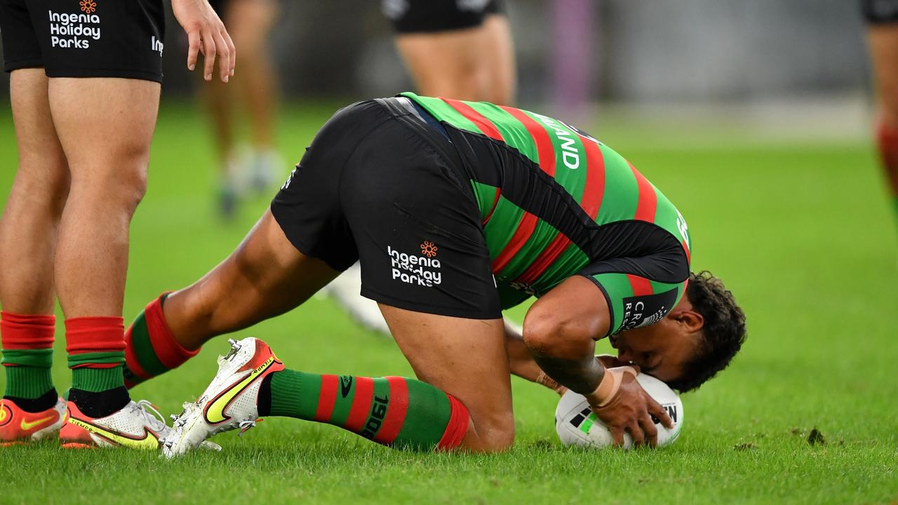 Latrell Mitchell did his hammy against the Dragons. Picture: NRL Photos/Gregg Porteous