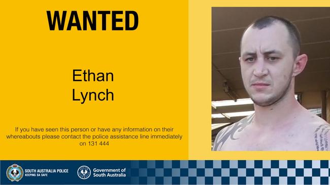 A man named Ethan Lynch is on the run after a serious assault at Ingle Farm earlier this month, which left the victim with stab wounds to his stomach.