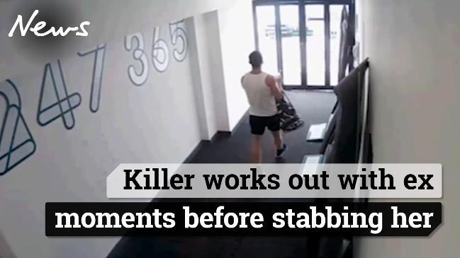 Chilling moment a killer works out with his ex minutes before stabbing her