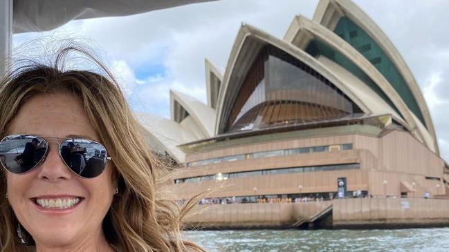 Hanks’ wife, and “love of his life”, Rita Wilson, pictured out and about in Sydney earlier this year, before they both tested positive for coronavirus. Picture: Supplied