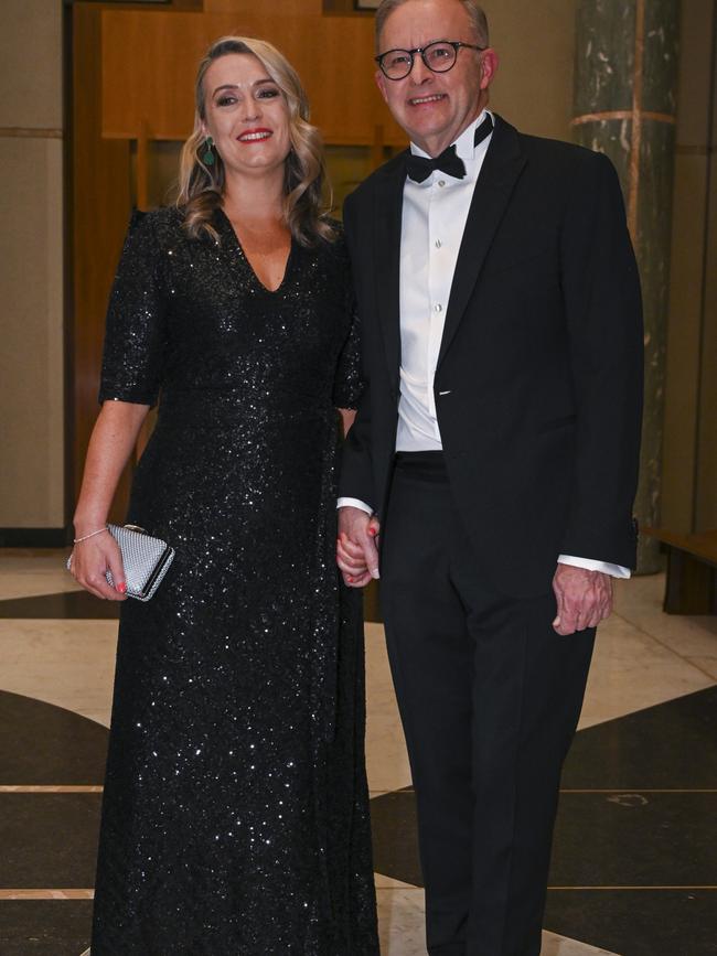 The couple at the Midwinter Ball at Parliament House in Canberra. Picture: NCA NewsWire / Martin Ollman