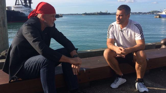 Peter FitzSimons in New Zealand with deportee Shaun Wynyard. Source: ABC