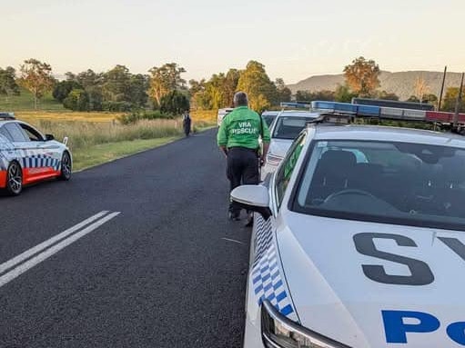 Hannah Thomas and Bodee Caruana were arrested in a paddock at Bentley, near Lismore after fleeing police following a vehicle stop in North Lismore in January 2025. Picture: VRA Rescue NSW