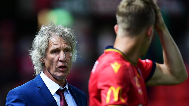 Adelaide coach Gertjan Verbeek says the VAR delays are “crazy”. Picture: Getty Images