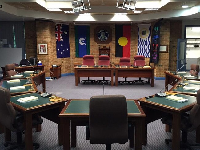 Lismore mayor Jenny Dowell posted this photo of the empty Lismore City Council chambers with her Facebook message.