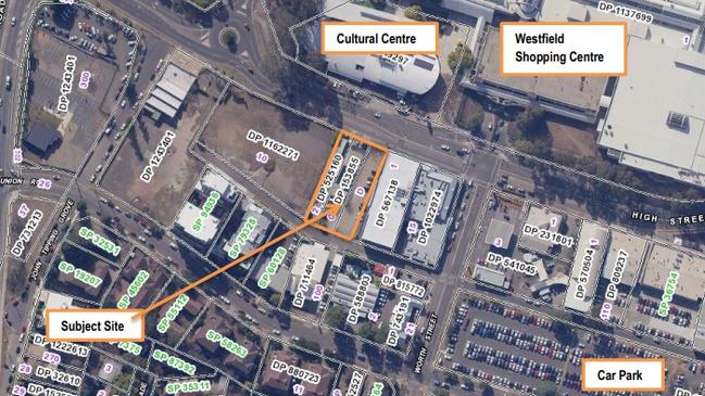 The location where developers want to build a five-storey block of apartments on Penrith's High St. Picture: Supplied