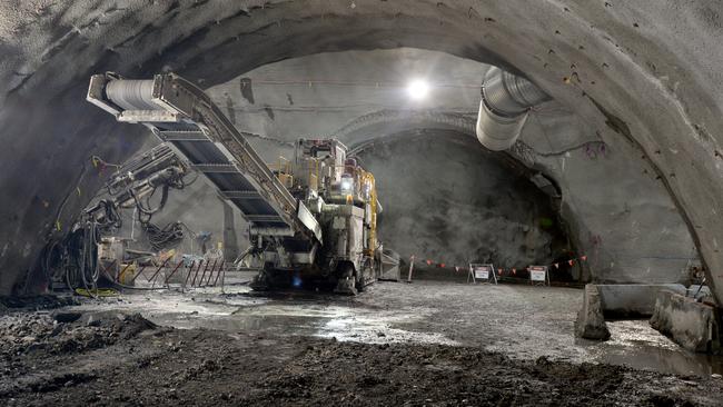 Giant drilling machines have met 30m underground today. Picture: Andrew Henshaw