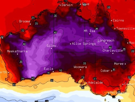 Temperatures are set to soar as high as 45C on Australia Day while thunderstorms and showers appear to threaten long weekend plans. Picture: Stormcast.