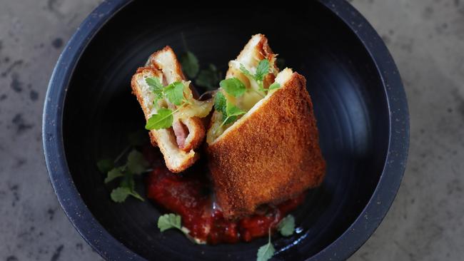 The fried mozzarella sandwich at Basta. Picture: Rebecca Michael