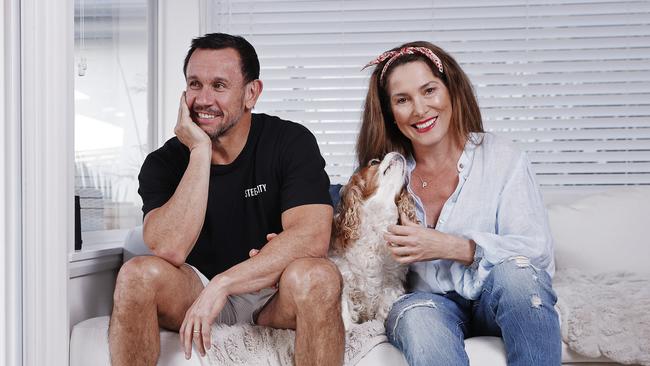 Matty Johns pictured at home with wife Trish. Picture: Sam Ruttyn