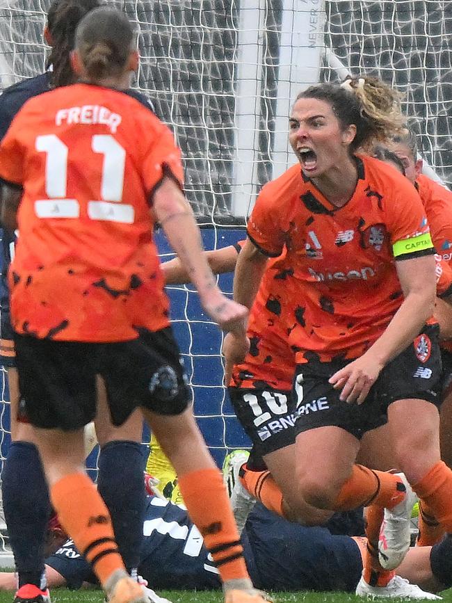 Jenna McCormick celebrates a goal. Picture: Morgan Hancock/Getty