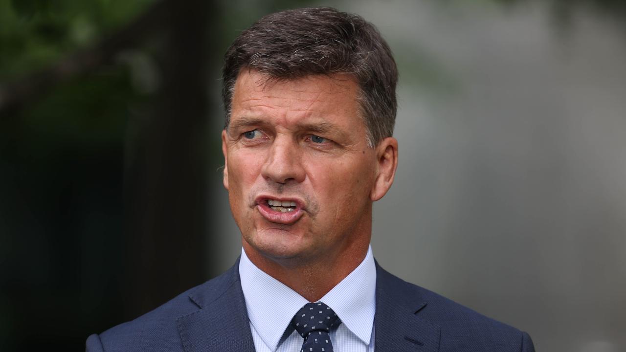 Angus Taylor clashed with local journalists over gas production jobs. Picture: NCA NewsWire / Gary Ramage