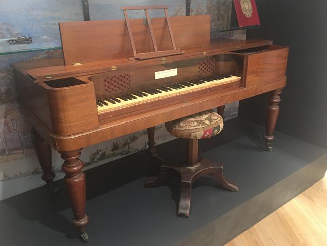 The Warrawang piano on show at the Songs Of Home exhibition at Museum Of Sydney.