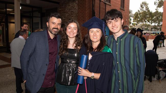 03-10-2023 Deakin University education graduations at the waterfront campus. Aaron, Kayte, Ava and Alex Mahoney