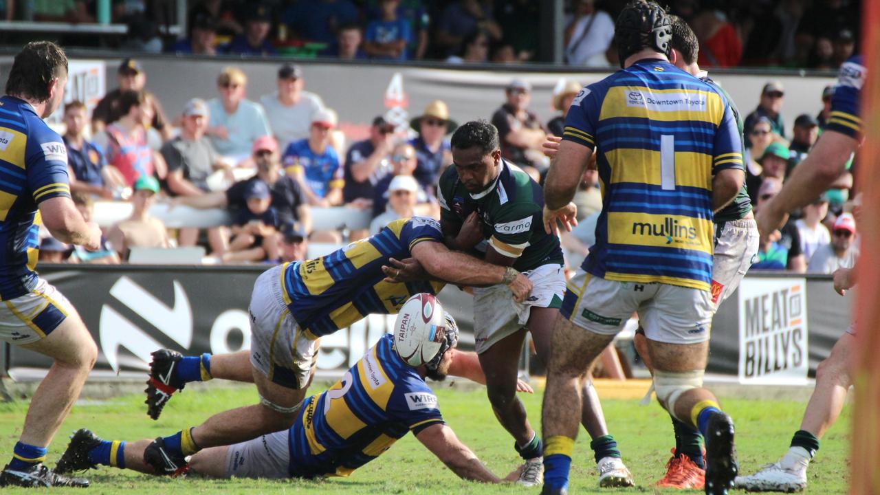 Floyd Aubrey playing rugby in 2024 in the Hospital Cup.