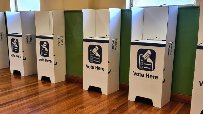 A Row of Voting Booths Ready for Election Day in Australia