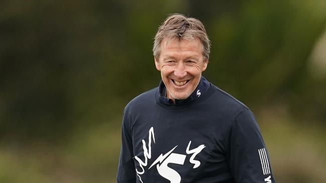 Craig Bellamy looks on over Melbourne Storm training. Picture: AAP