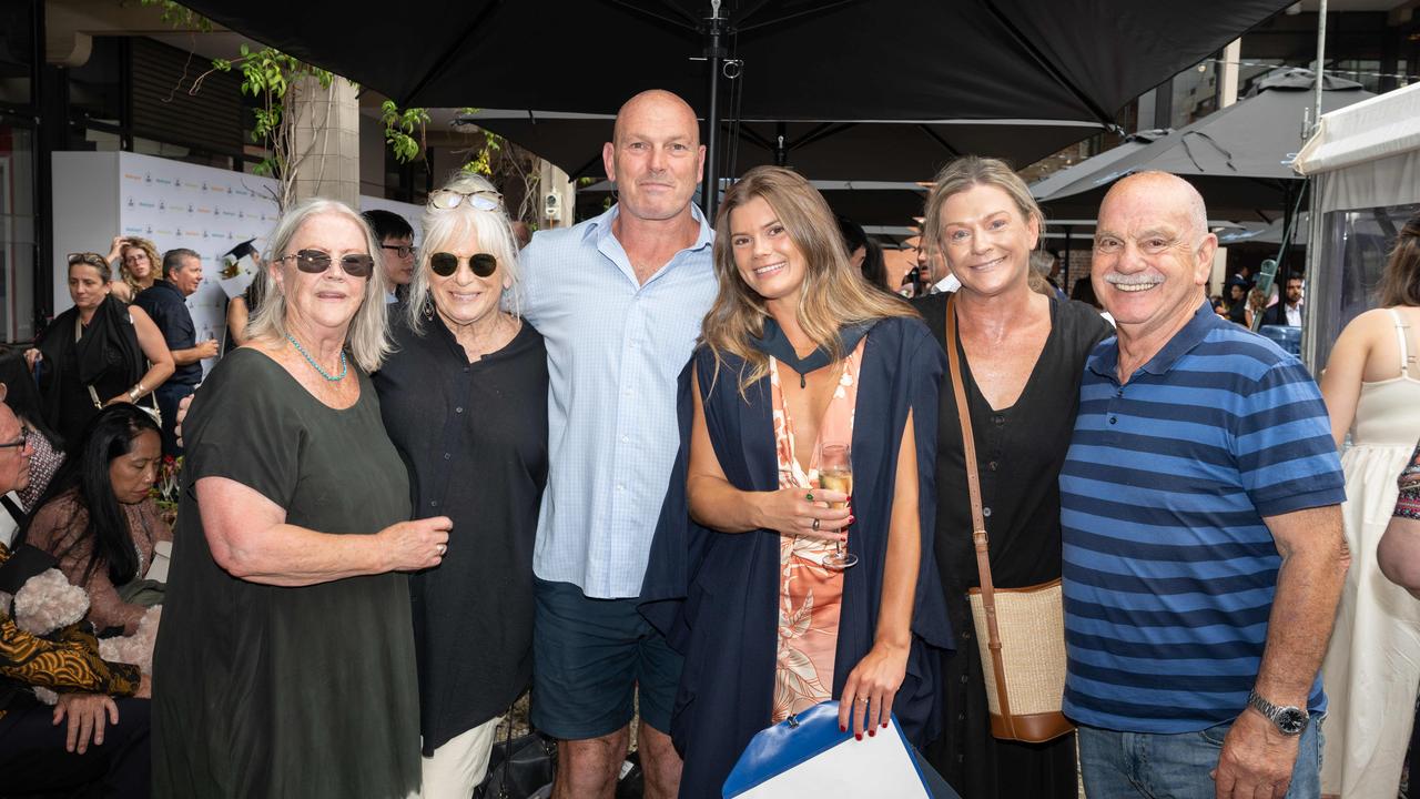 03-02-2025 Deakin University graduation Eliza McRae, Dean McRae, Nicole McRae, Kevin Egan, Marie Egan and Carol Morrison