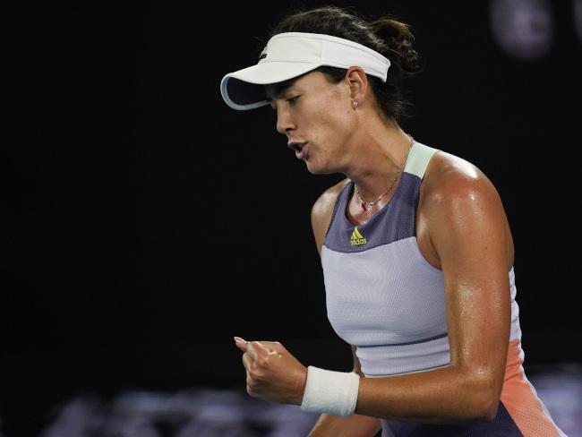 Garbine Muguruza started with a bang, but struggled with her serve all night.