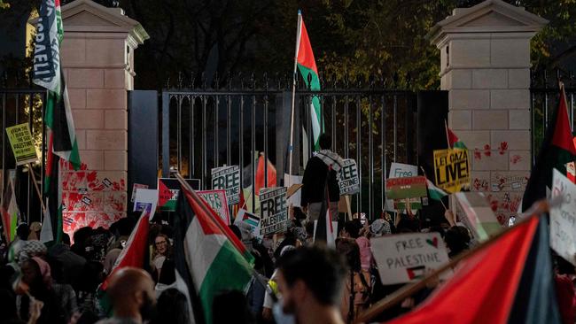 Protesters yelled “Allahu Akbar” and “F*** Joe Biden”. Photo: Stefani Reynolds/AFP