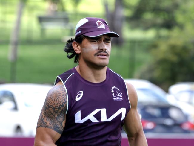 Brendan Piakura has been relegated to the bench for the Broncos. Picture: Steve Pohlner