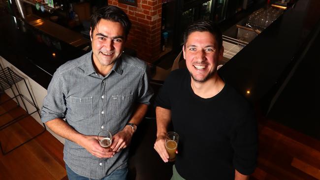 Breakfast kings David Penberthy and Will Goodings at the Joiners Arms Hotel. Picture: TAIT SCHMAAL.