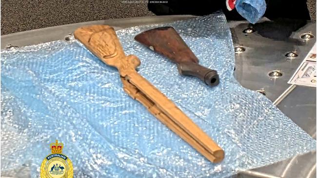 Firearm parts and ammunition allegedly found in Mark Quentin Sargent's luggage as he tried to take a flight from the Gold Coast to New Zealand. Picture: supplied/Australian Border Force