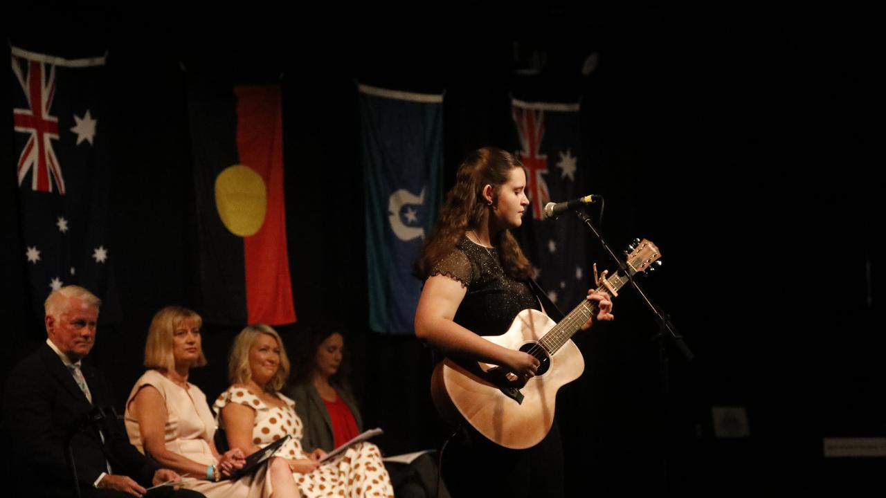 A local musician performs at Tweed Shire Council's Australia Day ceremony at Twin Towns Services Club on Tuesday, January 26, 2021. Picture: Liana Boss