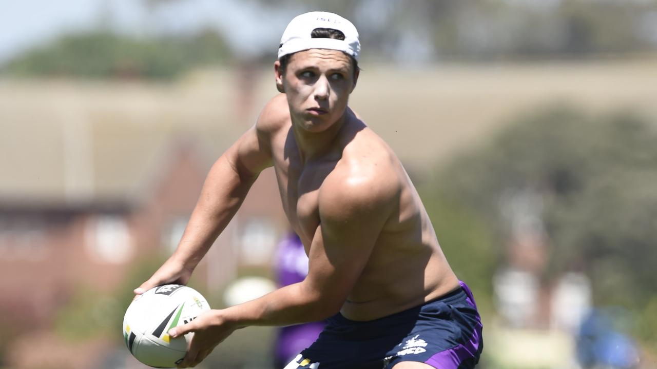 Scott Drinkwater at Melbourne Storm training at Geelong Grammar. Picture: Alan Barber