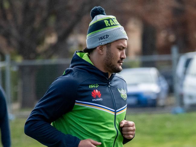 Corey Harawira-Naera at Canberra Raiders training.