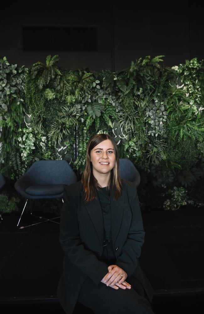 Brittany Higgins at the Give Where You Live Conversations That Matter event at GMHBA stadium in Geelong on June 5. Picture: Jane Fitzgerald Photography