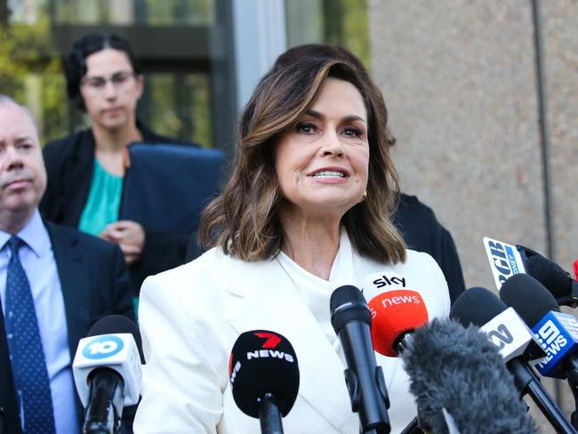 SYDNEY, AUSTRALIA: Newswire Photos : APRIL 15 2024: Lisa Wilkinson leaves the Federal Court in Sydney and addresses the media after Justice Michael Lee hands down his judgment following a bruising defamation trial between Bruce Lehrmann and Network 10 over Brittany Higginsâ rape allegation. Trial. Picture: NCA Newswire / Gaye Gerard